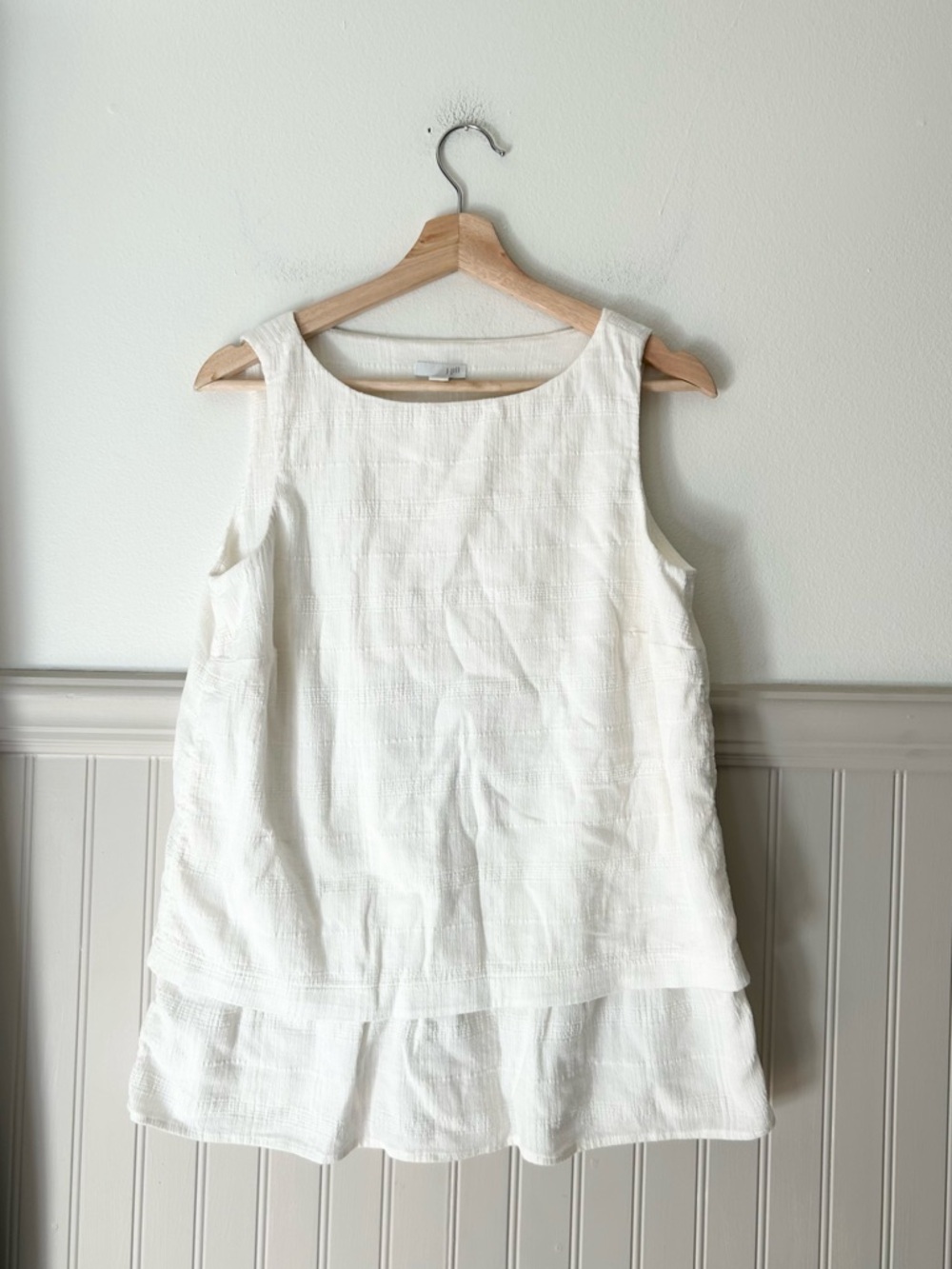 J. Jill XS White Layered Sleeveless Tank Top 100% Cotton Relaxed Fit